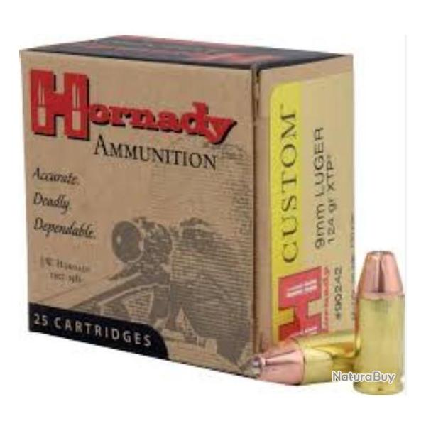 HORNADY CARTOUCHES 124GR JHP/XTP X 25