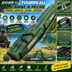 Fourreau pour cannes &agrave; p&ecirc;che 182 cm - 3 compartiments grande capacit&eacute;