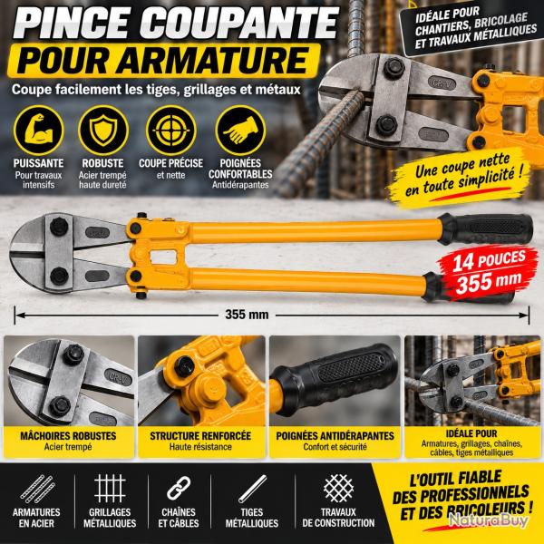 Pince coupe-boulons 14 pouces - 355 mm - Coupe robuste et pr�cise