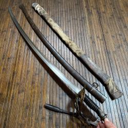 BEAU Sabre d'Officier de Cavalerie Mle 1896 (Lame 1822-99 dat&eacute;e 1912) Complet avec &Eacute;tui de Campagne