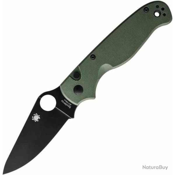 Couteau Pliant Spyderco ButtonUp Lame Acier 8Cr13MoV Manche G10 Vert Olive/Noir SC275GPGRBK