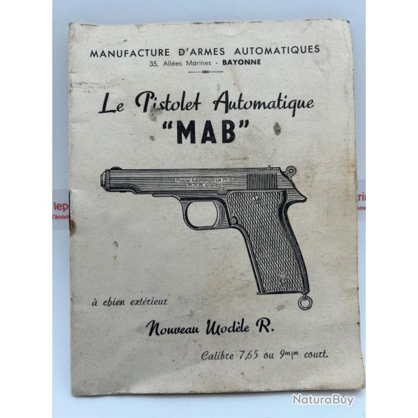 FRANCE INDOCHINE ALGERIE- NOTICE DU PISTOLET MAB MODELE R
