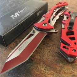 Couteau De Secours MTech A/O Lame Acier 3Cr13 Manche Alu Red Brise-vitres coupe-ceintures 97BRD