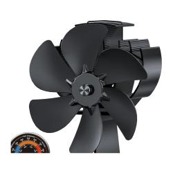 Ventilateur de po&ecirc;le &agrave; bois 6 pales - sans &eacute;lectricit&eacute; - silencieux - thermom&egrave;tre inclus