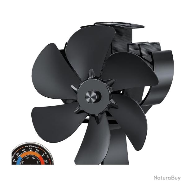 Ventilateur de po�le � bois 6 pales - sans �lectricit� - silencieux - thermom�tre inclus