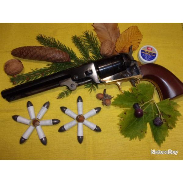 48 Cartouches papier PN, Calibre 44 Balles ogivales nez rond 2g PNF2 pour Colt Walker et Dragon