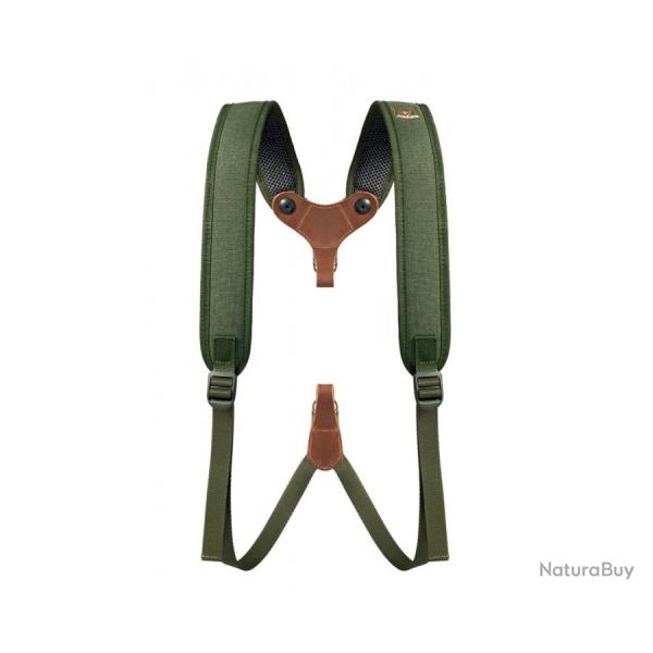 Double bretelle RISERVA en Cordura vert et cuir