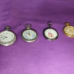 Lot de 4 montres goussets &agrave; quartz