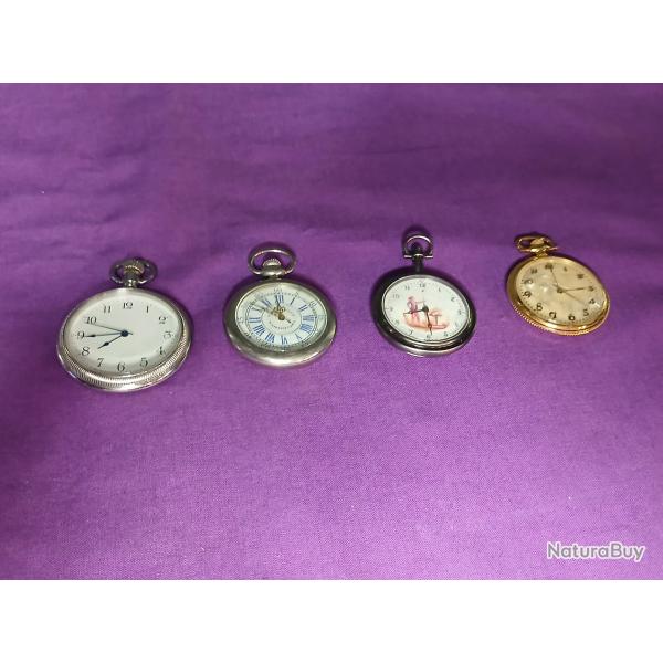 Lot de 4 montres goussets � quartz
