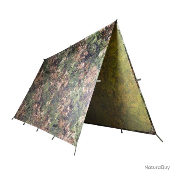 B�che Mil-Tec Tarp polyester ripstop enduit PVC 3 � 3 m 1 500 g colonne d'eau 5 000 mm avec 19 boucl