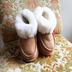 Chaussons chauds en peau de mouton Femme et Homme 36 moka