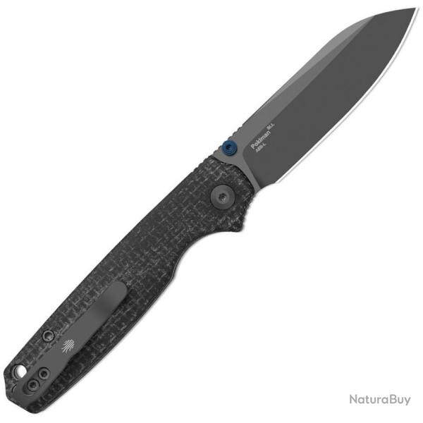 Couteau Kizer Pokiman BLL Lame Acier AEB-L Manche Micarta Noir Button Liner Lock KIV3789BSA1