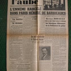 WW2 FRANCE JOURNAL FRANCAIS " L'AUBE 24 AOUT 1944 ' &Eacute;POQUE LIB&Eacute;RATION DE PARIS (39-45)