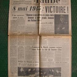 WW2 FRANCE JOURNAL FRANCAIS " L'AUBE 9 MAI 1945 ' &Eacute;POQUE ARMISTICE J+1 (39-45)