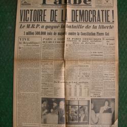 WW2 FRANCE JOURNAL FRANCAIS " L'AUBE 6 MAI 1946 ' &Eacute;POQUE ARMISTICE A+1 (39-45)