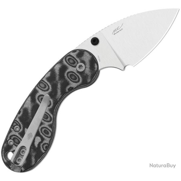 Couteau Kizer Microbe DSJ AirTi Lame Acier 14C28N Manche Vortex Gris Noir Slip Joint KV2742DSJA2
