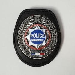 PLAQUES POLICE MUNICIPALE SUR CUIR