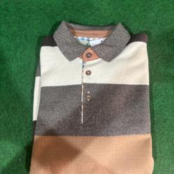Pull Lovergreen col bouton rayures marron