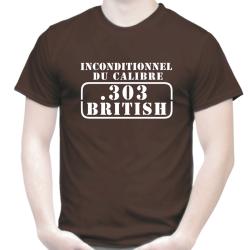 T-SHIRT:  INCONDITIONNEL DU CALIBRE .303 BRITISH - 7,7 x 56 mm R - tir sportif cible balle cartouche