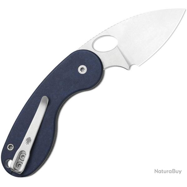 Couteau Kizer Microbe TSJ AirTi Lame Acier 14C28N Manche Richlite Bleu Canyon Slip Joint KV2742TSJA2
