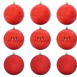 Boules No&euml;l XL plastique rouge &Oslash;15 cm l&eacute;g&egrave;res incassables lot 9