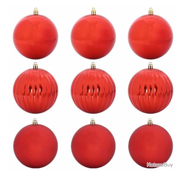 Boules No�l XL plastique rouge �15 cm l�g�res incassables lot 9