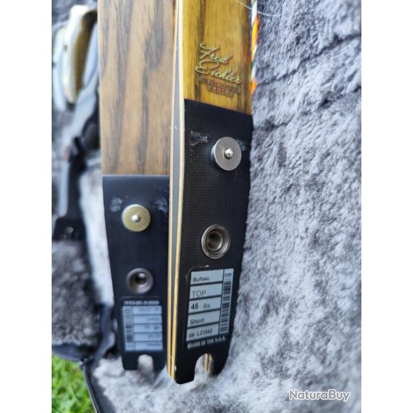Arc recurve chasse hoyt buffalo 62 pouces puissance 45#.corde neuf housse de protection.