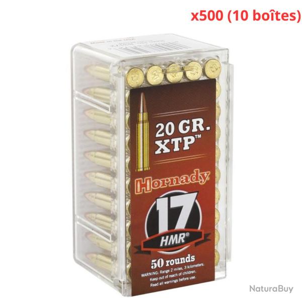 MUNITIONS HORNADY CALIBRE 17 HMR XTP 20gr - 1.3g x500 