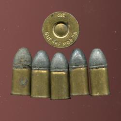 Lot de 6 cartouches Revolver 11 mm Mle 1873 - marquage : GUERRE MOD 73 - 38� PRIX PORT COMPRIS