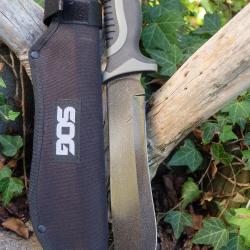 Poignard Gros Couteau Machette Bowie Outlast Alaska Lame Acier 3Cr13 Etui Nylon Trekk Survie 001
