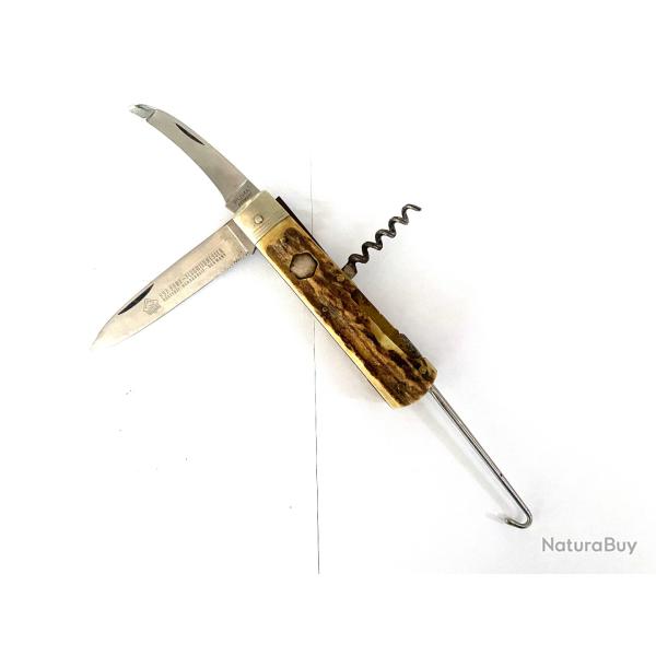 Ancien couteau de Chasse pliant Puma 997 Flugwildmesser Solingen Bois de cerf