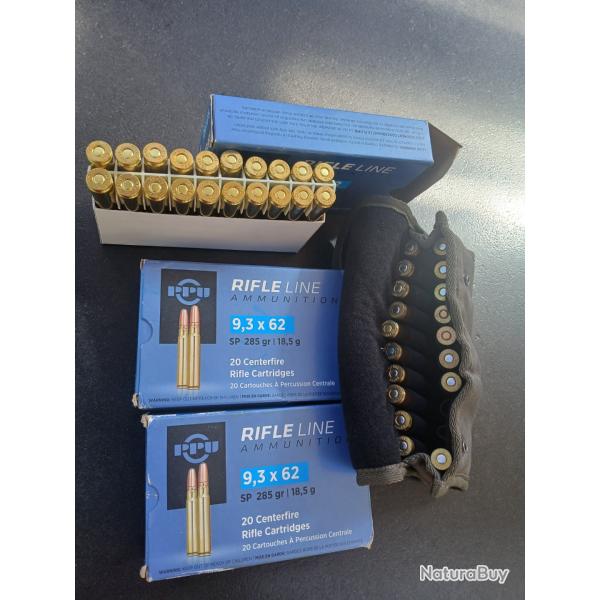 Lot 3 bo�tes de balles 9.3x62