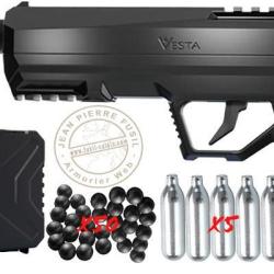 Pack pistolet CO2 &agrave; balles de caoutchouc VESTA DEFENSE GUARDIAN P68 - Cal.68 (19,2 Joules max)