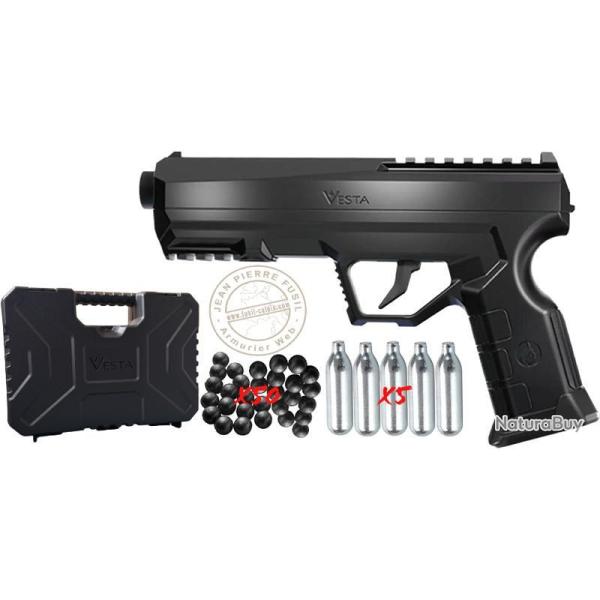 Pack pistolet CO2 � balles de caoutchouc VESTA DEFENSE GUARDIAN P68 - Cal.68 (19,2 Joules max)