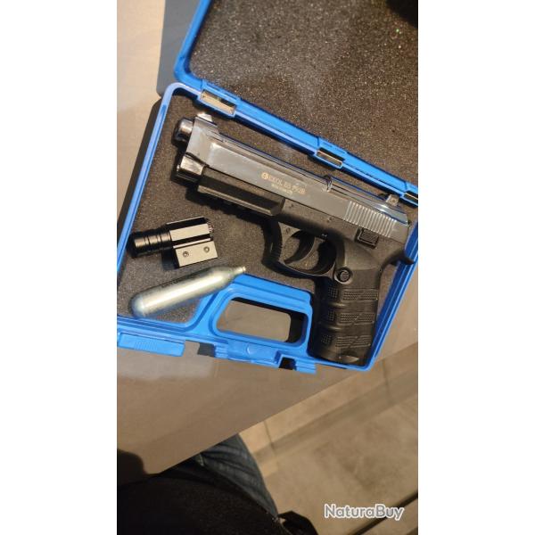 Ekol ES P92B Shiny Chrome CO? 4,5 mm ? Pack complet