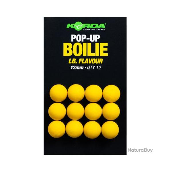 Bouillette Korda Plastic Pop Up IB Yellow 12mm (par 12)