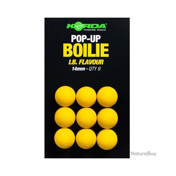 Bouillette Korda Plastic Pop Up IB Yellow 14mm (par 9)