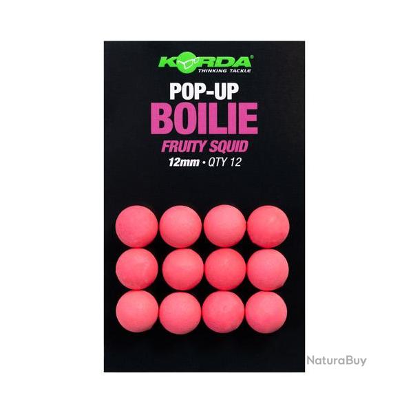 Bouillette Korda Plastic Pop Up Fruity Squid Pink 12mm (par 12)