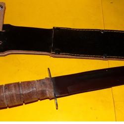 COUTEAU MILITAIRE AVEC FOURREAU EN CUIR FABRICATION JAPAN   , BON ETAT  VOIR PHOTOS . POUR TOUT RENS