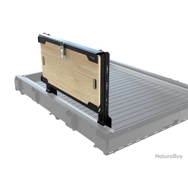 Table rabattable pour plateau coulissant de benne