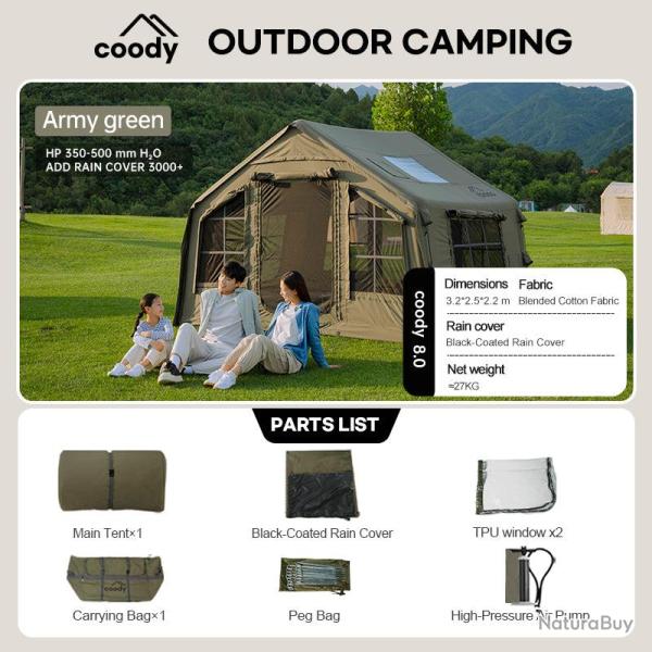 Tente gonflable Coody Air Tent 8.0 - Olive