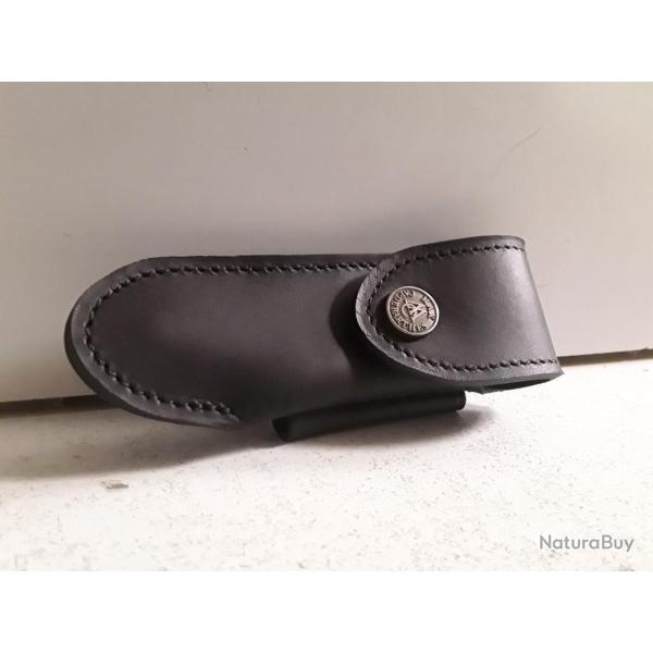 Etui tradition cuir noir Laguiole 11/12cm