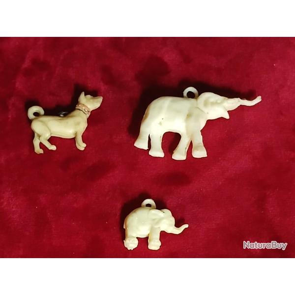 3 pendentifs vintage repr�sentant des animaux 1930/40