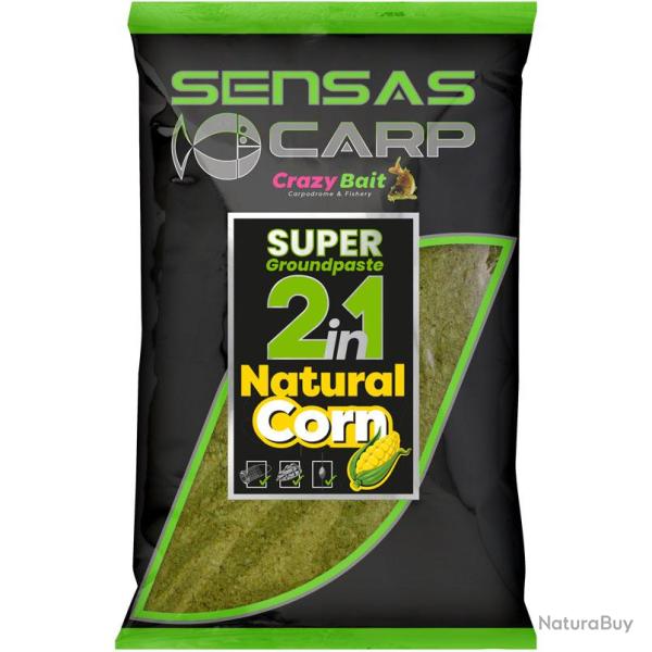 SENSAS SUPER GROUNDPASTE 2 EN 1 - 1KG NATURAL CORN
