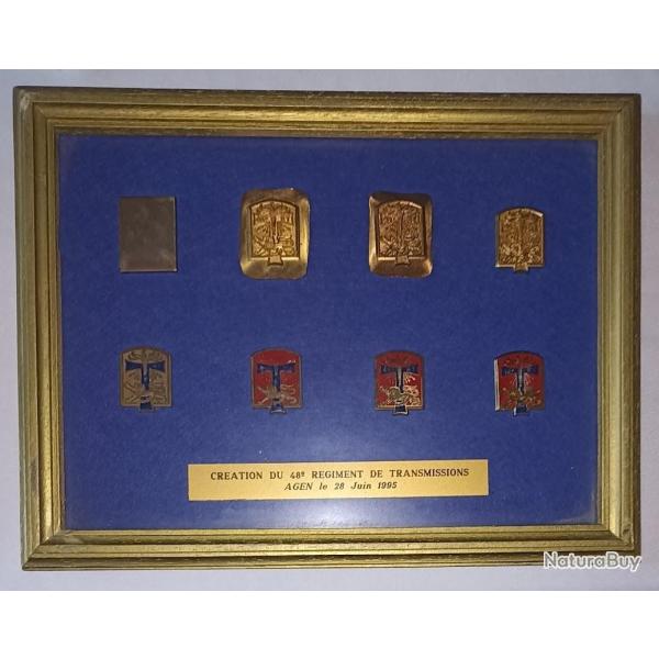 Cadre insignes 48�me r�giment transmission �tapes de fabrication rare