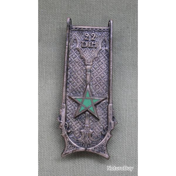 Insigne de la 22�me Division d'Infanterie Marocaine Drago Paris G.1217