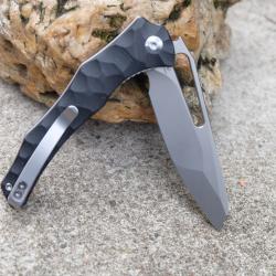 Couteau Civivi Spiny Dogfish Lame Acier 14C28N Stonewash Reverse Tanto Manche G10 Liner Linerlock