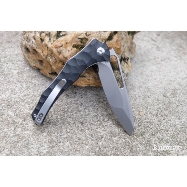 Couteau Civivi Spiny Dogfish Lame Acier 14C28N Stonewash Reverse Tanto Manche G10 Liner Linerlock