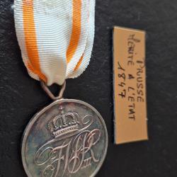 M&eacute;daille militaire en argent. Prusse 1847, 2&deg; classe.