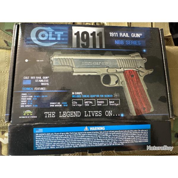 Colt 1911 rail gun airsoft co 2 full m�tal